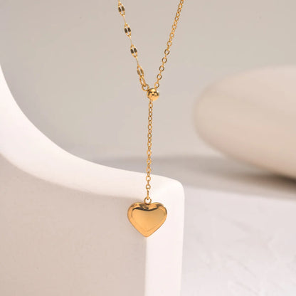 Wholesale Jewelry Simple Style Classic Style Heart Shape 201 Stainless Steel 18K Gold Plated Plating Pendant Necklace