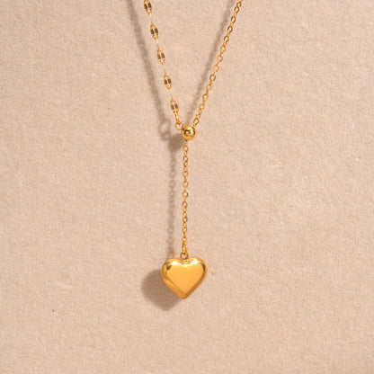 Wholesale Jewelry Simple Style Classic Style Heart Shape 201 Stainless Steel 18K Gold Plated Plating Pendant Necklace