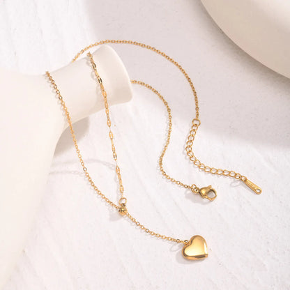 Wholesale Jewelry Simple Style Classic Style Heart Shape 201 Stainless Steel 18K Gold Plated Plating Pendant Necklace