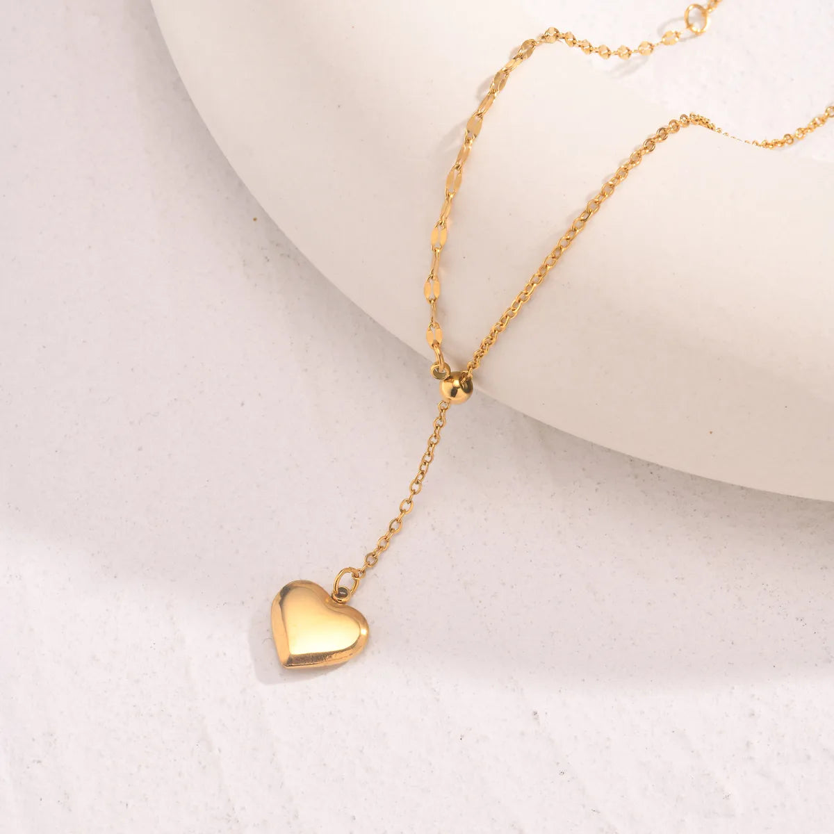 Wholesale Jewelry Simple Style Classic Style Heart Shape 201 Stainless Steel 18K Gold Plated Plating Pendant Necklace