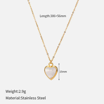 Wholesale Jewelry Simple Style Classic Style Heart Shape 304 Stainless Steel 14K Gold Plated Hollow Out Inlay Pendant Necklace