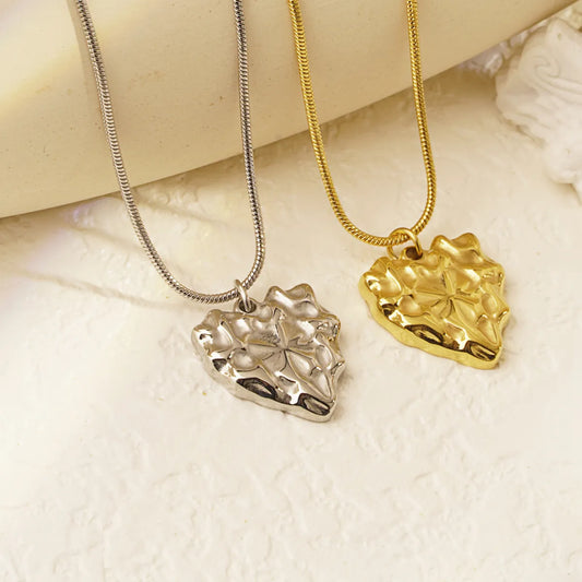 Wholesale Jewelry Simple Style Classic Style Heart Shape 304 Stainless Steel 18K Gold Plated Pendant Necklace