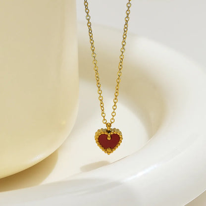 Wholesale Jewelry Simple Style Classic Style Heart Shape 304 Stainless Steel 18K Gold Plated Plating Pendant Necklace