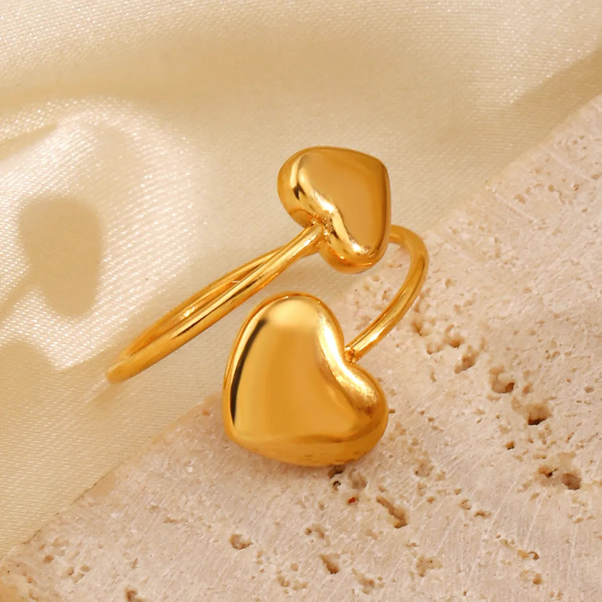 Wholesale Jewelry Simple Style Classic Style Heart Shape 304 Stainless Steel 18K Gold Plated Plating Rings