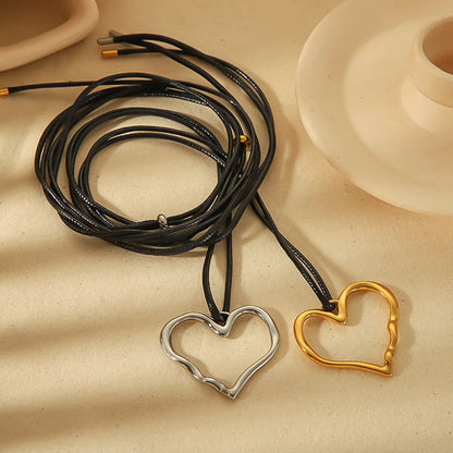 Wholesale Jewelry Simple Style Classic Style Heart Shape 304 Stainless Steel 18K Gold Plated Polishing Plating Pendant Necklace