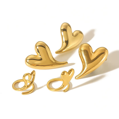 Wholesale Jewelry Simple Style Classic Style Heart Shape 304 Stainless Steel 18K Gold Plated Polishing Plating Rings