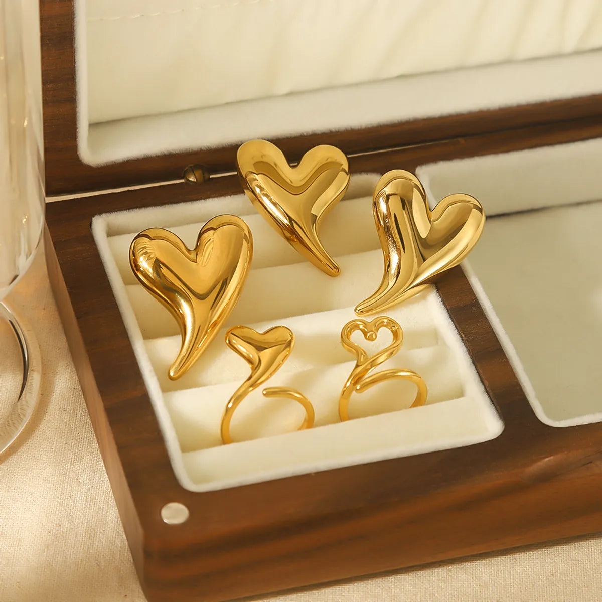 Wholesale Jewelry Simple Style Classic Style Heart Shape 304 Stainless Steel 18K Gold Plated Polishing Plating Rings