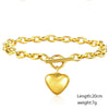 Wholesale Jewelry Simple Style Classic Style Heart Shape 304 Stainless Steel Gold Plated Bracelets Necklace