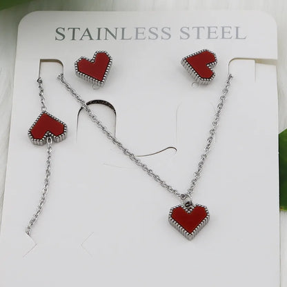 Wholesale Jewelry Simple Style Classic Style Heart Shape 304 Stainless Steel Gold Plated Jewelry Set