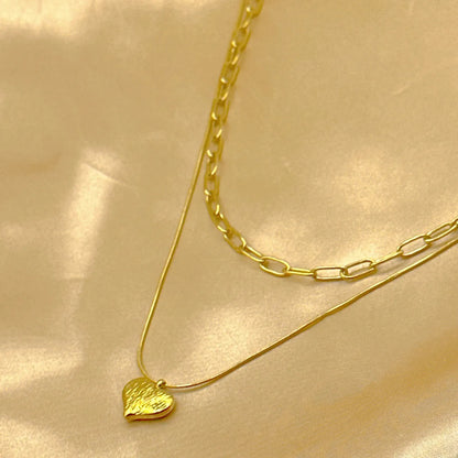 Wholesale Jewelry Simple Style Classic Style Heart Shape 304 Stainless Steel Layered Necklaces