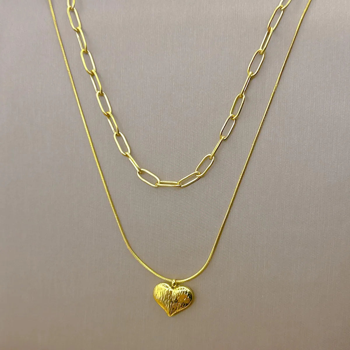 Wholesale Jewelry Simple Style Classic Style Heart Shape 304 Stainless Steel Layered Necklaces