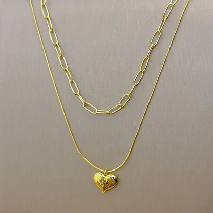 Wholesale Jewelry Simple Style Classic Style Heart Shape 304 Stainless Steel Layered Necklaces