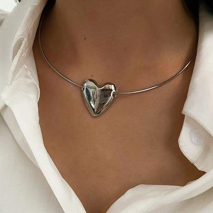 Wholesale Jewelry Simple Style Classic Style Heart Shape 316L Stainless Steel  18K Gold Plated Irregular Plating Choker