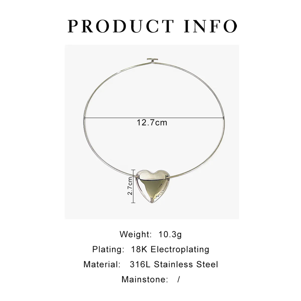 Wholesale Jewelry Simple Style Classic Style Heart Shape 316L Stainless Steel  18K Gold Plated Irregular Plating Choker