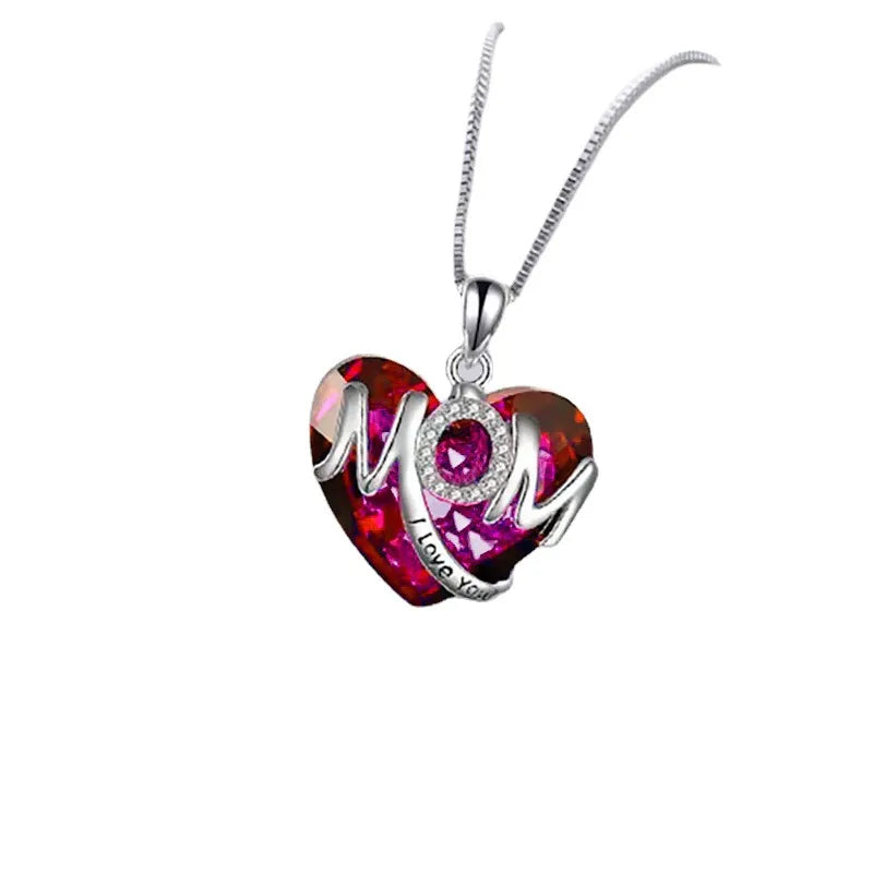 Wholesale Jewelry Simple Style Classic Style Heart Shape Alloy Organic Glass Zircon Inlay Pendant Necklace