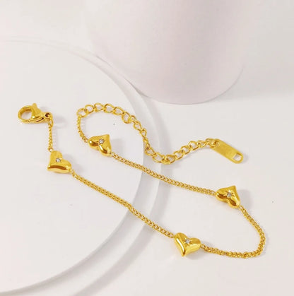 Wholesale Jewelry Simple Style Classic Style Heart Shape Titanium Steel 18K Gold Plated Plating Anklet