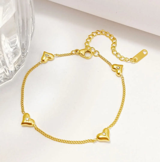 Wholesale Jewelry Simple Style Classic Style Heart Shape Titanium Steel 18K Gold Plated Plating Anklet