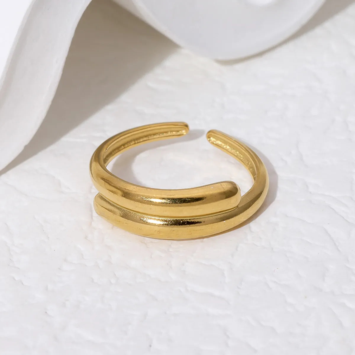 Wholesale Jewelry Simple Style Classic Style Korean Style Lines 304 Stainless Steel 18K Gold Plated Open Rings