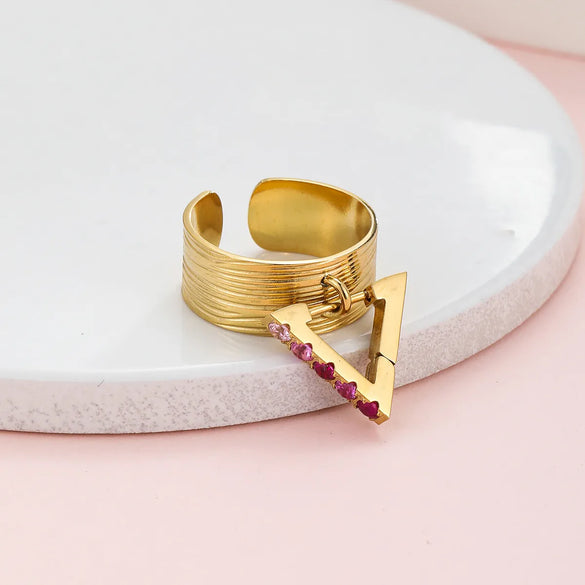 Wholesale Jewelry Simple Style Classic Style Letter 304 Stainless Steel 14K Gold Plated Plating Rings