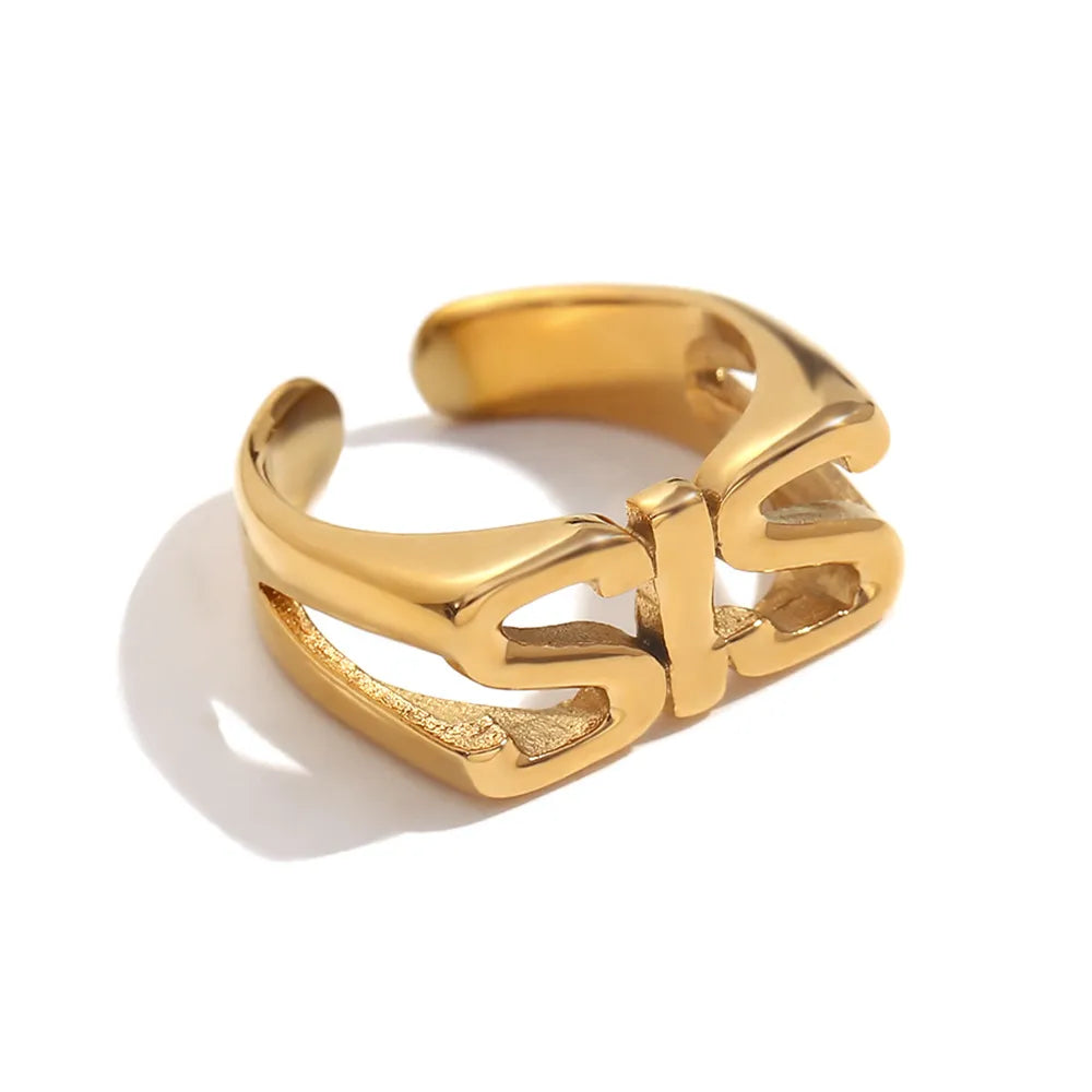 Wholesale Jewelry Simple Style Classic Style Letter 304 Stainless Steel Gold Plated Plating Rings