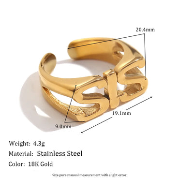 Wholesale Jewelry Simple Style Classic Style Letter 304 Stainless Steel Gold Plated Plating Rings