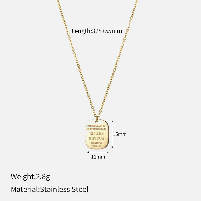 Wholesale Jewelry Simple Style Classic Style Letter Rectangle 304 Stainless Steel 14K Gold Plated Hollow Out Inlay Pendant Necklace