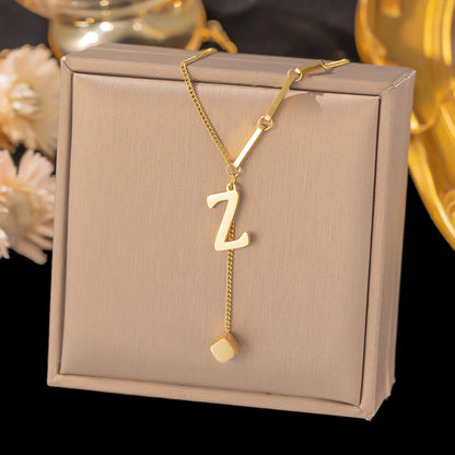 Wholesale Jewelry Simple Style Classic Style Letter Titanium Steel Plating Pendant Necklace