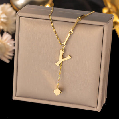 Wholesale Jewelry Simple Style Classic Style Letter Titanium Steel Plating Pendant Necklace