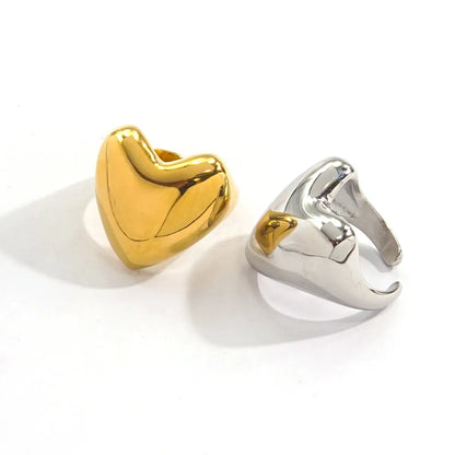 Wholesale Jewelry Simple Style Classic Style Lines 304 Stainless Steel 18K Gold Plated Plating Open Rings