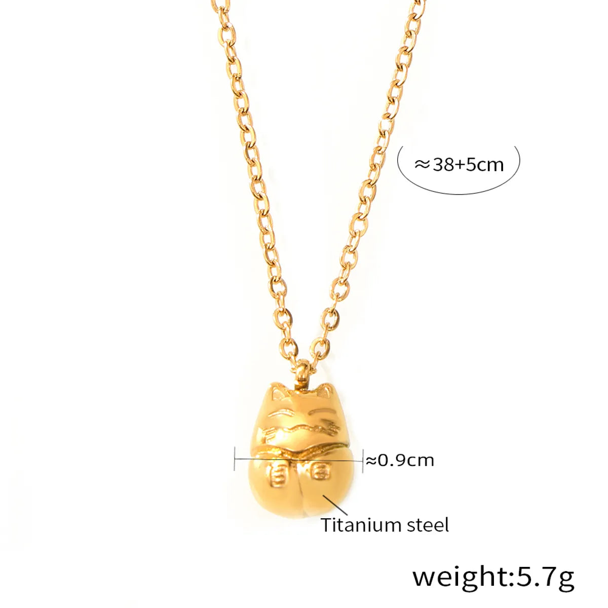 Wholesale Jewelry Simple Style Classic Style Little Bear Cat 304 Stainless Steel 18K Gold Plated Plating Pendant Necklace