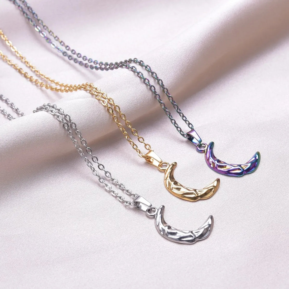 Wholesale Jewelry Simple Style Classic Style Moon 304 Stainless Steel Plating Pendant Necklace