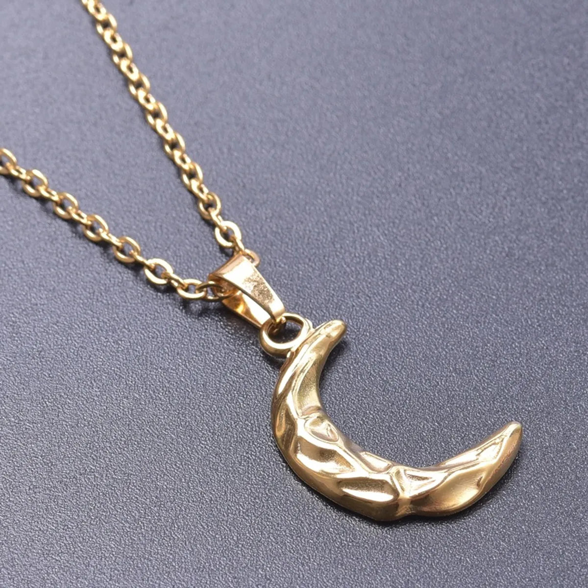 Wholesale Jewelry Simple Style Classic Style Moon 304 Stainless Steel Plating Pendant Necklace