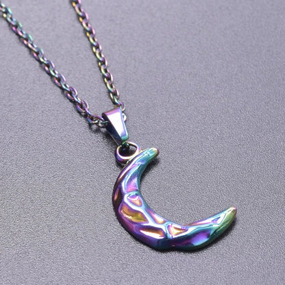 Wholesale Jewelry Simple Style Classic Style Moon 304 Stainless Steel Plating Pendant Necklace