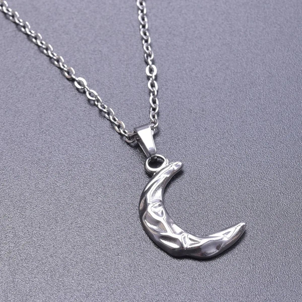 Wholesale Jewelry Simple Style Classic Style Moon 304 Stainless Steel Plating Pendant Necklace