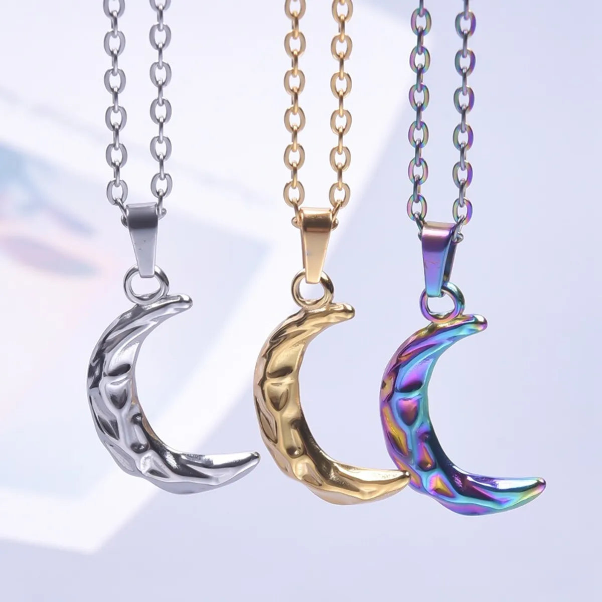 Wholesale Jewelry Simple Style Classic Style Moon 304 Stainless Steel Plating Pendant Necklace