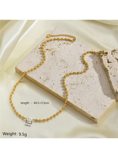 Wholesale Jewelry Simple Style Classic Style Oval 304 Stainless Steel Pearl 14K Gold Plated Necklace