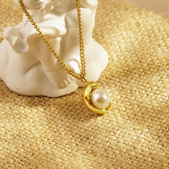 Wholesale Jewelry Simple Style Classic Style Pea 304 Stainless Steel Plating Pendant Necklace