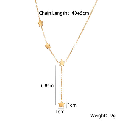 Wholesale Jewelry Simple Style Classic Style Pentagram 304 Stainless Steel 18K Gold Plated Plating Pendant Necklace