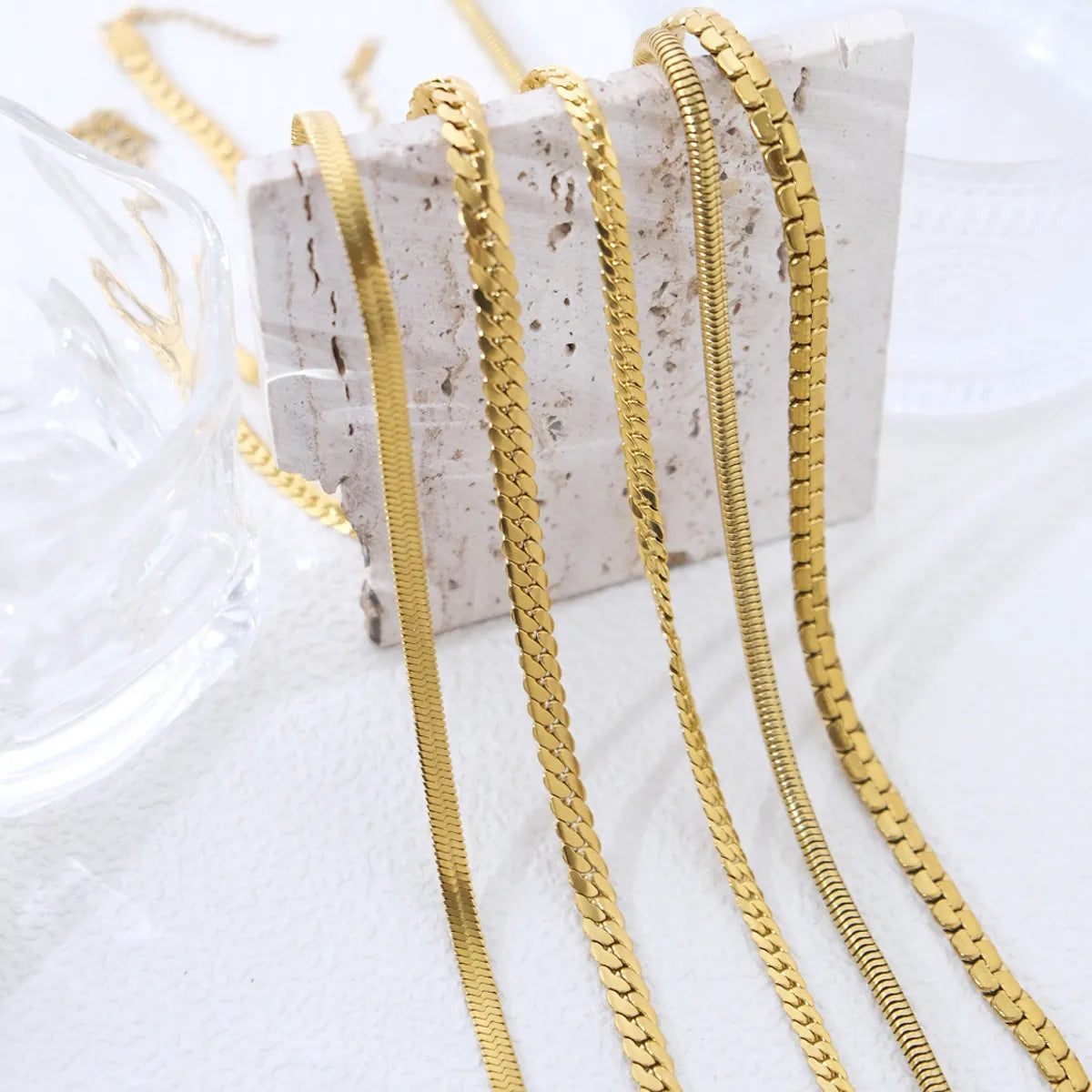 Wholesale Jewelry Simple Style Classic Style Rectangle 304 Stainless Steel 14K Gold Plated Plating Chain Choker