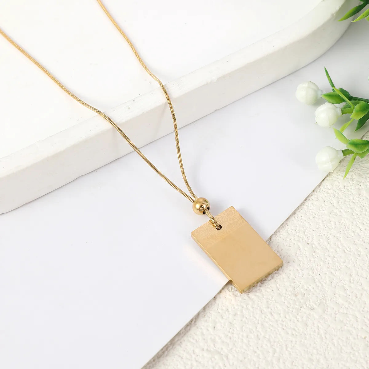 Wholesale Jewelry Simple Style Classic Style Rectangle 304 Stainless Steel Plating Pendant Necklace