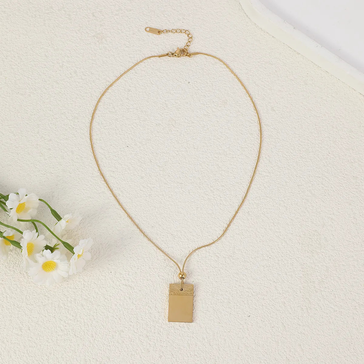 Wholesale Jewelry Simple Style Classic Style Rectangle 304 Stainless Steel Plating Pendant Necklace