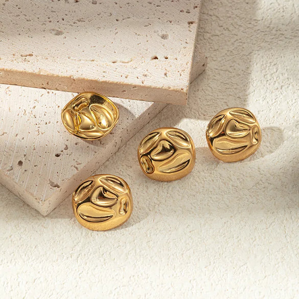 Wholesale Jewelry Simple Style Classic Style Roman Style Geometric 304 Stainless Steel 14K Gold Plated Plating Rings Earrings Jewelry Set