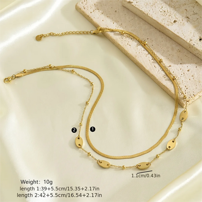 Wholesale Jewelry Simple Style Classic Style Round 304 Stainless Steel 14K Gold Plated Double Layer Necklaces