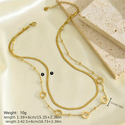 Wholesale Jewelry Simple Style Classic Style Round 304 Stainless Steel 14K Gold Plated Double Layer Necklaces