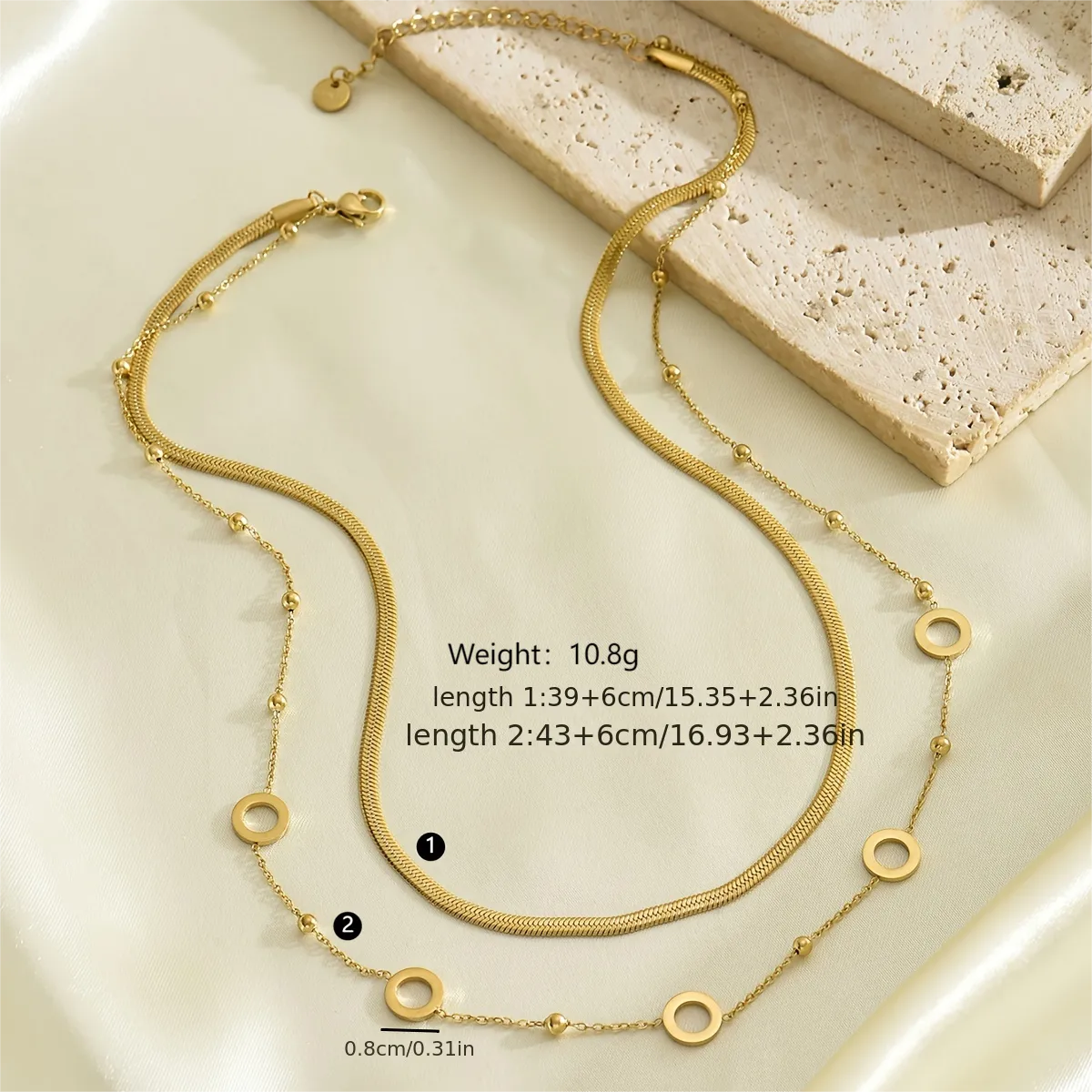 Wholesale Jewelry Simple Style Classic Style Round 304 Stainless Steel 14K Gold Plated Double Layer Necklaces