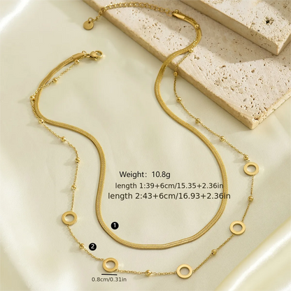 Wholesale Jewelry Simple Style Classic Style Round 304 Stainless Steel 14K Gold Plated Double Layer Necklaces