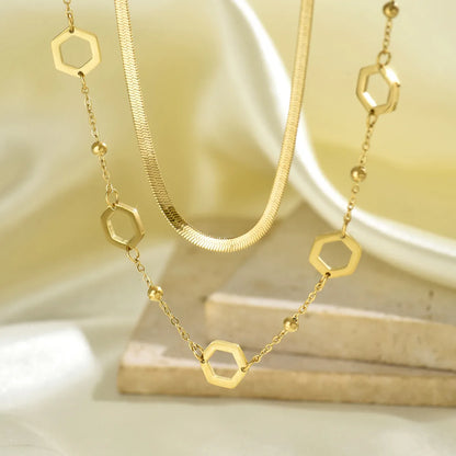 Wholesale Jewelry Simple Style Classic Style Round 304 Stainless Steel 14K Gold Plated Double Layer Necklaces