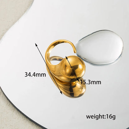 Wholesale Jewelry Simple Style Classic Style Round 304 Stainless Steel 18K Gold Plated Plating Open Rings