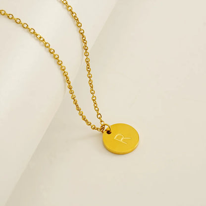 Wholesale Jewelry Simple Style Classic Style Round 304 Stainless Steel 18K Gold Plated Plating Pendant Necklace