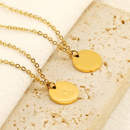 Wholesale Jewelry Simple Style Classic Style Round 304 Stainless Steel 18K Gold Plated Plating Pendant Necklace